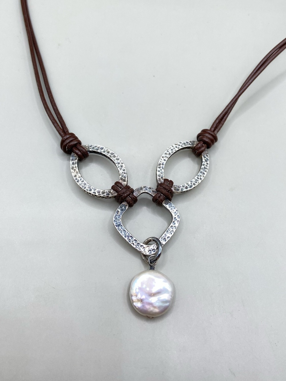 Silpada Hammered Sterling Silver Coin Pearl Necklace